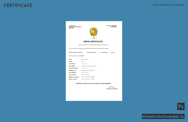 Andorra Geburtsurkunde (Word- und PDF-Beispiel)